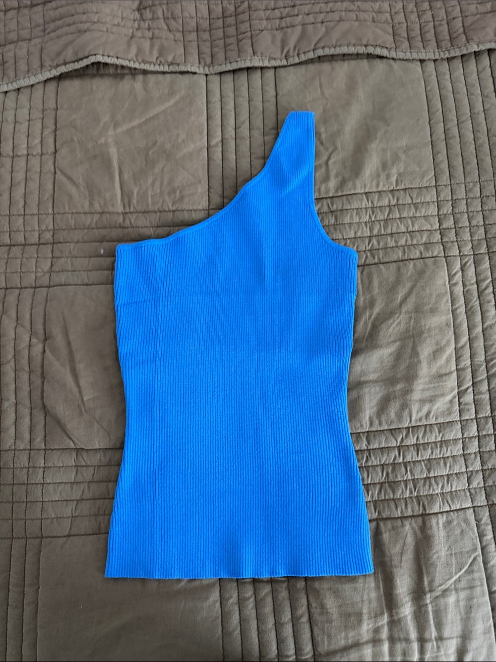 Women’s Zesica One-Shoulder Ribbed Tank Top - Blue Size S